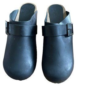 Sanita Women's Clogs Shoes Black Leather Slip On Low Heel EUR 41 US 10